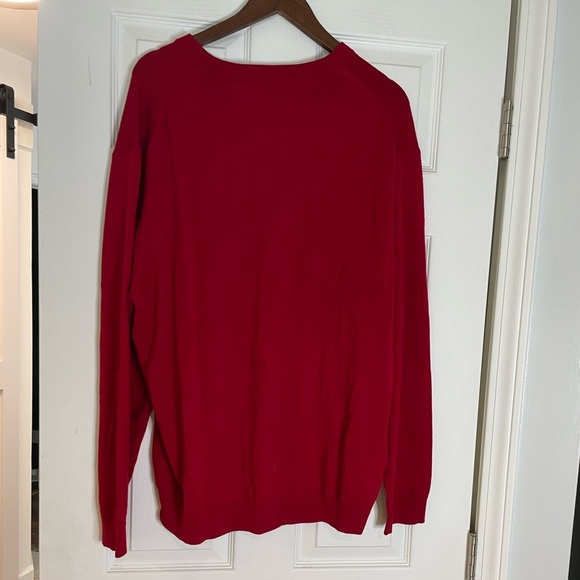 HART SCHAFFNER MARX EXTRA FINE MERINO WOOL V-Neck Sweater in tomato red - 2XB - Picture 2 of 3